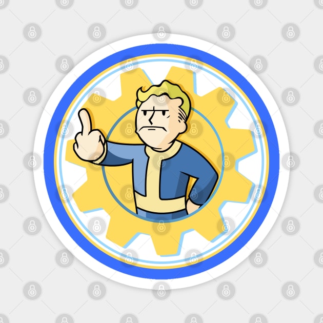 Vault Boy Fallout - Flip You Off Sticker Magnet by Isbaeolen 