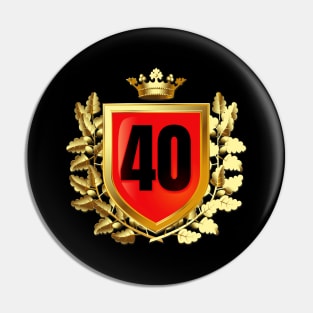 40th Birthday Golden Crest Crown With Laurel Pin