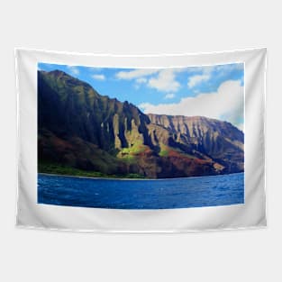 Blue Pacific and Rugged Na Pali Coastline of Kauai Hawaii Tapestry