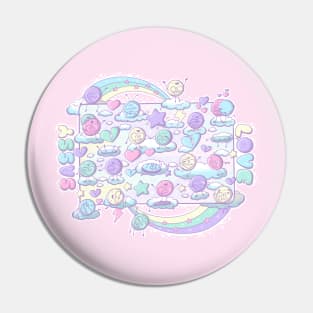 Cute sassy love hearts on clouds in kawaii style Pin