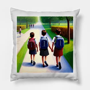 Children going to school Pillow