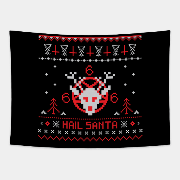 Hail Santa Ugly Sweater Tapestry by BlackRavenOath