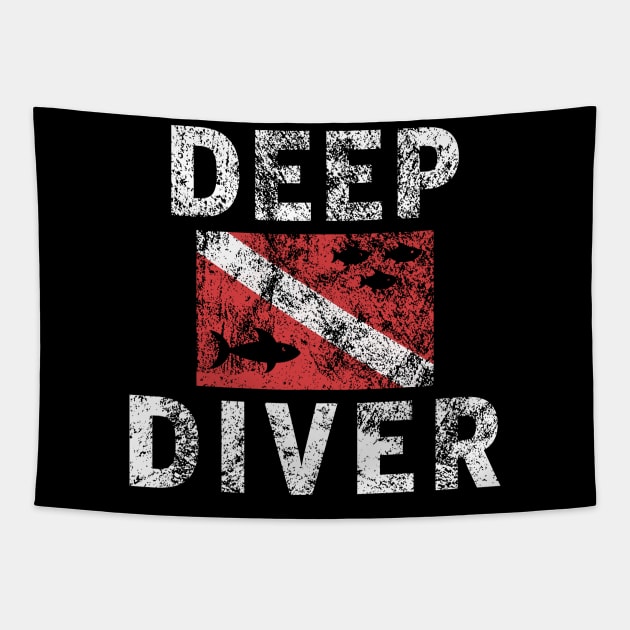 Diving Deep Sea Fish Shark Diver Gift Tapestry by JeZeDe