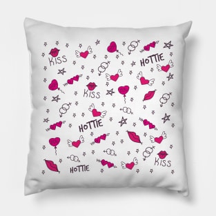 Hearts and kisses doodle pattern Pillow