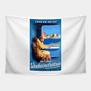 Vintage Travel Poster the Netherlands Weekeindretour Tapestry