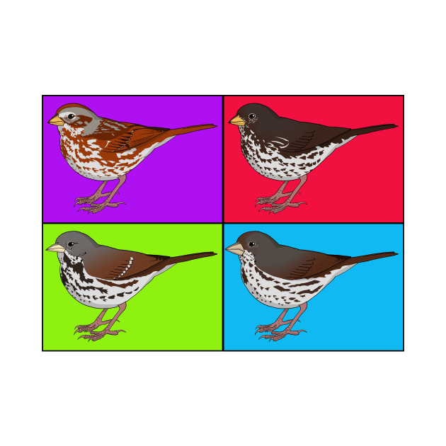 Warhol Birds - Fox Sparrow by Feathered Focus