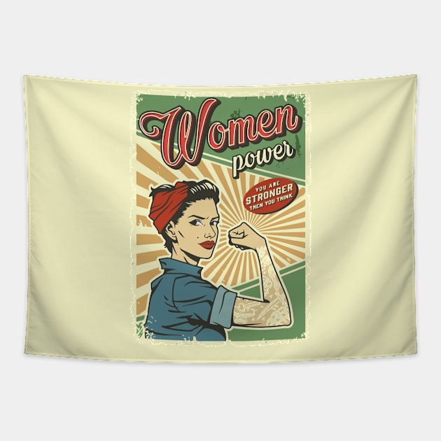 vintage woman power - you are stronger than you think Tapestry by whatyouareisbeautiful