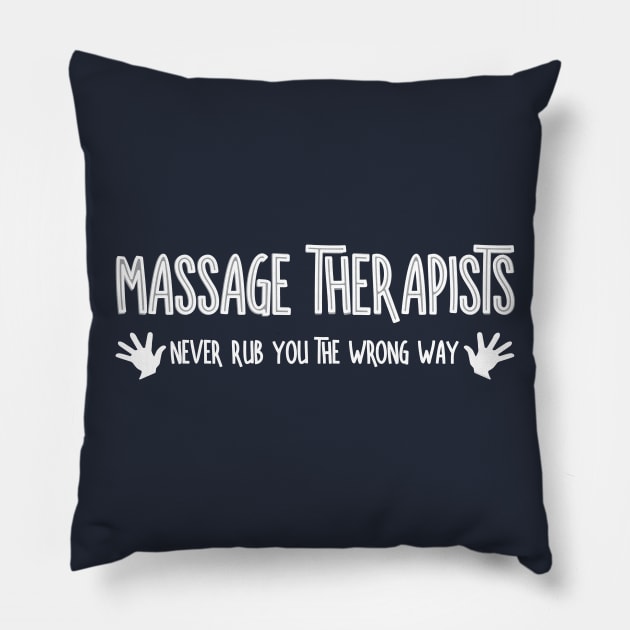 Massage Therapists Hands White Text Pillow by Barthol Graphics