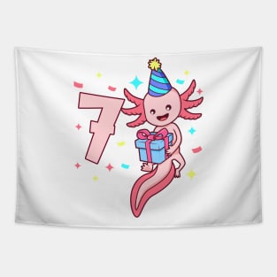 I am 7 with axolotl - girl birthday 7 years old Tapestry