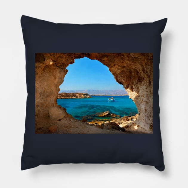 Window to the Libyan Sea Pillow by Cretense72