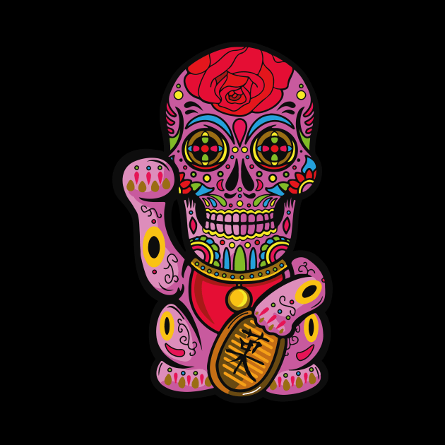 candy skull Maneki-neko by LSARTWORK