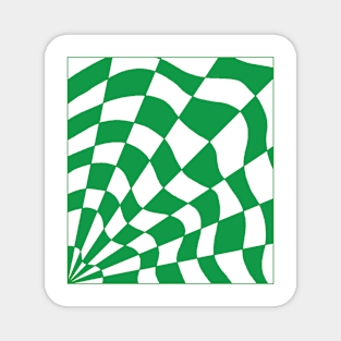 Geometric green checkered spider web design Magnet