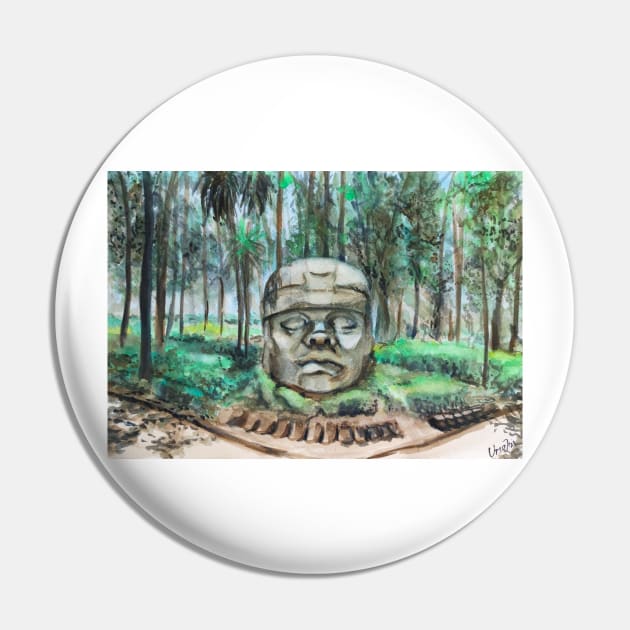 Olmec head Pin by Artsy designs by Uriel