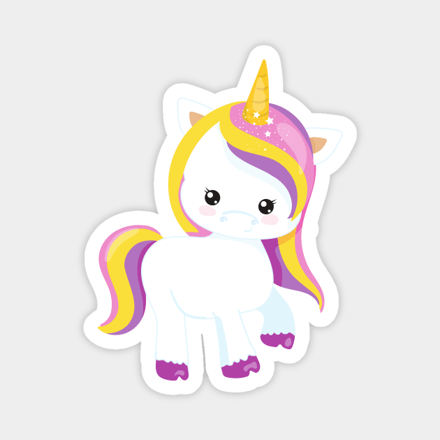 Cute Unicorn, Kawaii Unicorn, Little Unicorn Magnet by Jelena Dunčević