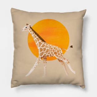 Giraffe and Sun | Color Illustration Pillow