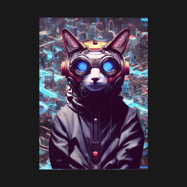 Cool Japanese Techno Cat In Future World Japan Neon City by star trek fanart and more