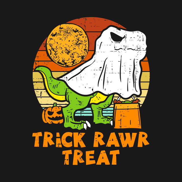 Trick Rawr Treat Dino Ghost T-rex Halloween by Teewyld