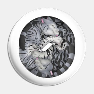 Yin-Yang Cats: Grey Tabby Pin