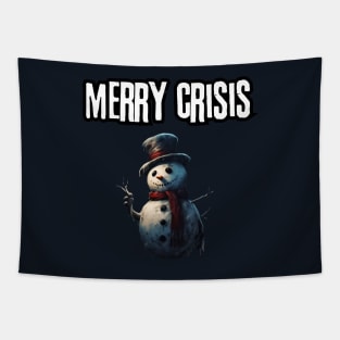 Merry Crisis, snowman, anti xmas Tapestry