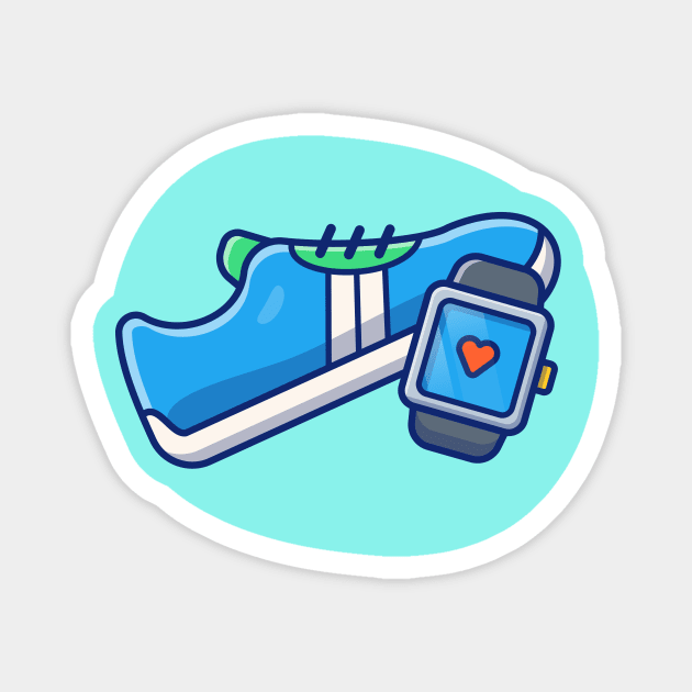 Shoes And Watch Cartoon Vector Icon Illustration Magnet by Catalyst Labs