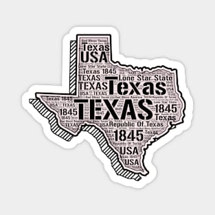 Texas Map Word Art Texas State Words Cloud Magnet