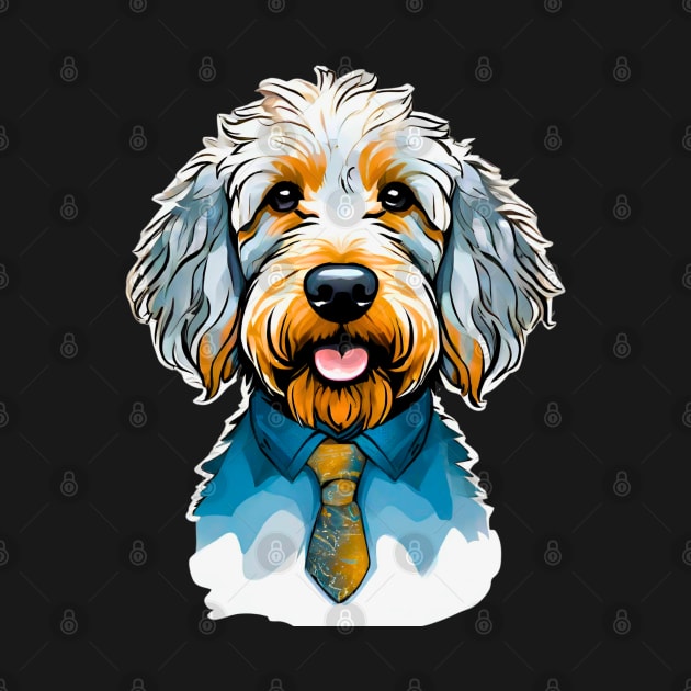 Goldendoodle for Dad in Tie and Shirt by Doodle and Things