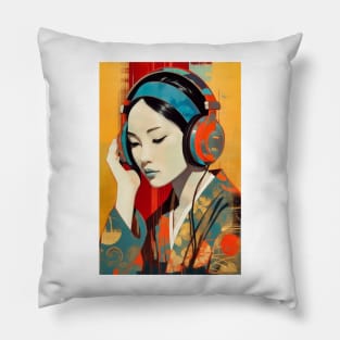 Asian American AAPI Asian Woman Music Lover Pillow