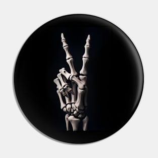 Skeleton human peace sign Pin