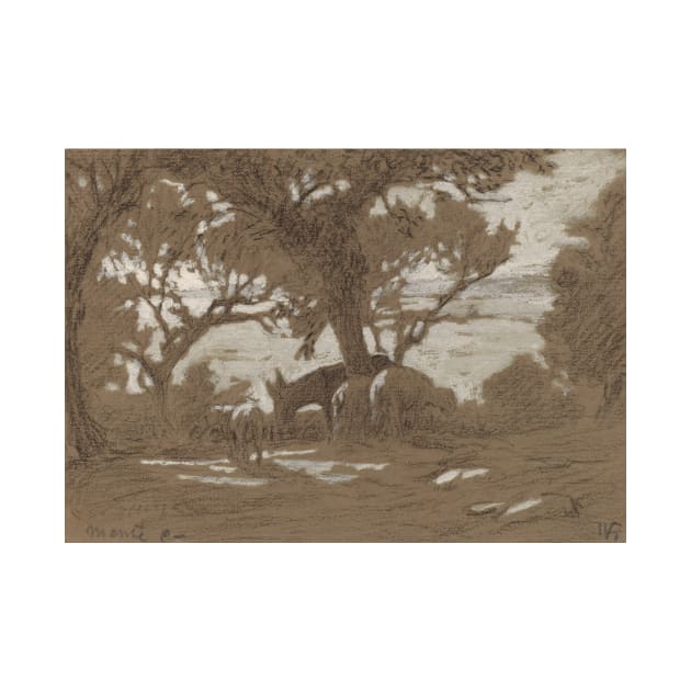 Mt. Colognola - Sheep Grazing on Lake Trasimeno by Elihu Vedder by Classic Art Stall