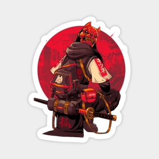 Red Kitsune Samurai Magnet