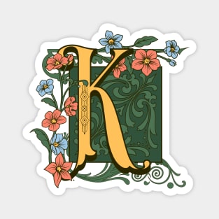 Art Nouveau Letter K, Ornamental Letter K, Art Deco Magnet