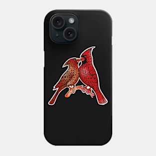 Red Cardinal birds mandala art Phone Case