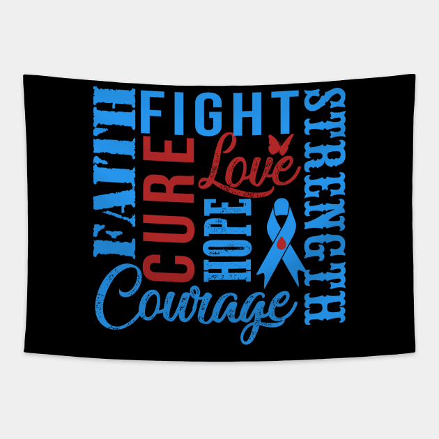 Diabetes Awareness T-Shirt Fight Faith Hope Love Cure Courage Strength Tapestry by Lones Eiless