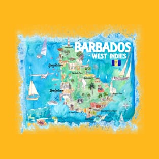 Barbados_Illustrated_Travel_Map_With_RoadsS T-Shirt