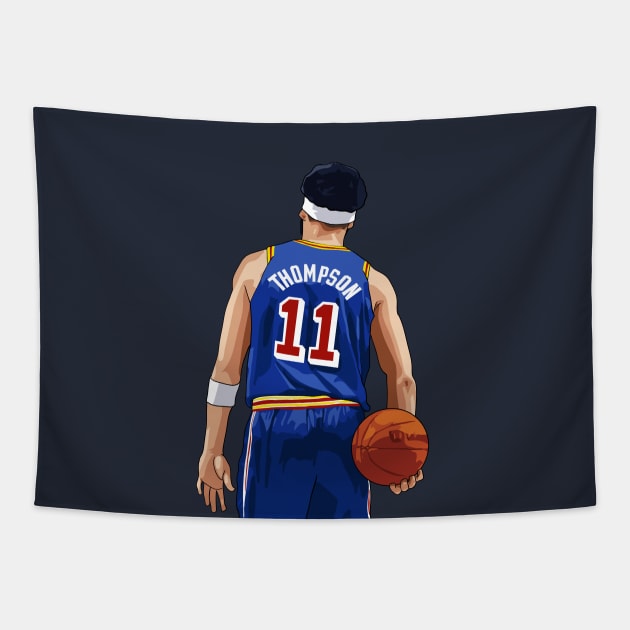 Klay Thompson Vector Back with Ball Above Waist Qiangy Tapestry by qiangdade