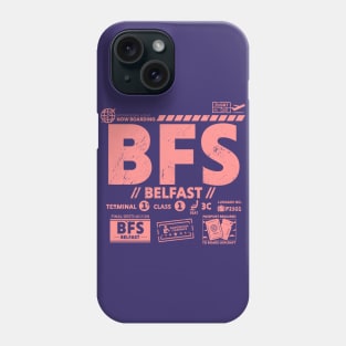 Vintage Belfast BFS Airport Code Travel Day Retro Travel Tag Northern Ireland Phone Case