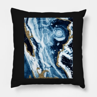 Abstract, Blue navy, Gold foil, Trendy print, Styled, Modern art, Wall art Print Pillow