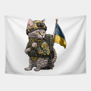 Cat Ukrainian Soldier Tapestry