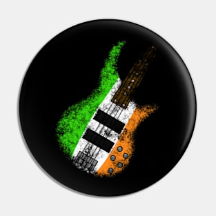 St Patrick's Day Irish Flag Bass Guitar Bassist Pin