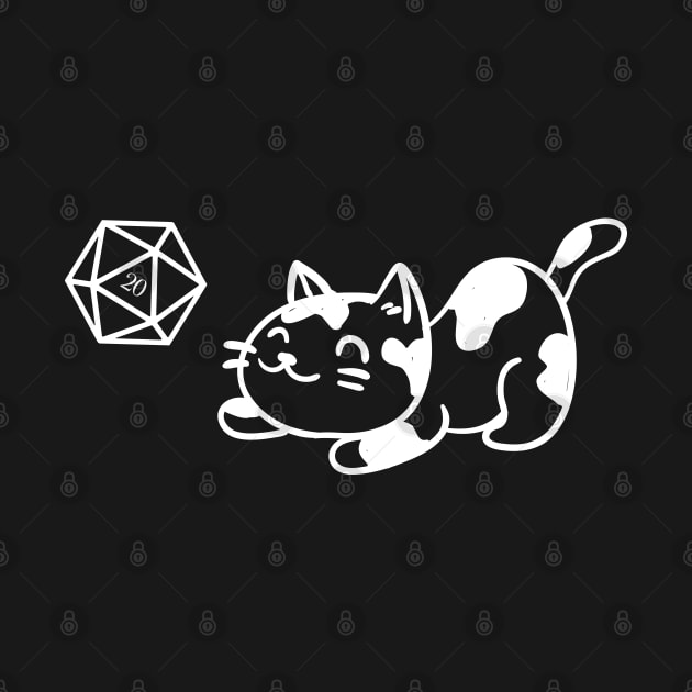 Cute Cat with RPG D20 Dice for Cat Lovers by pixeptional