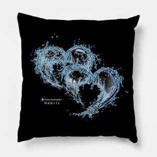 Water illustration “Hearts“ Pillow