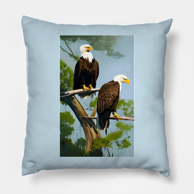 Bald eagles Pillow by Gaspar Avila