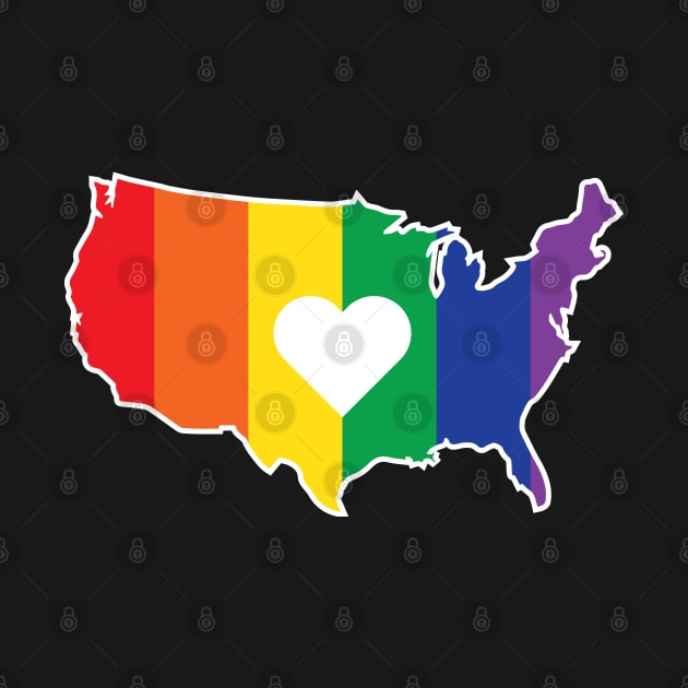 Gay USA Rainbow United States Outline by FeministShirts