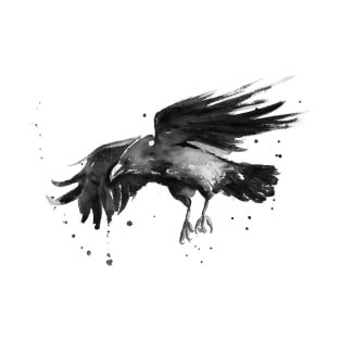 Flying Raven Watercolor T-Shirt