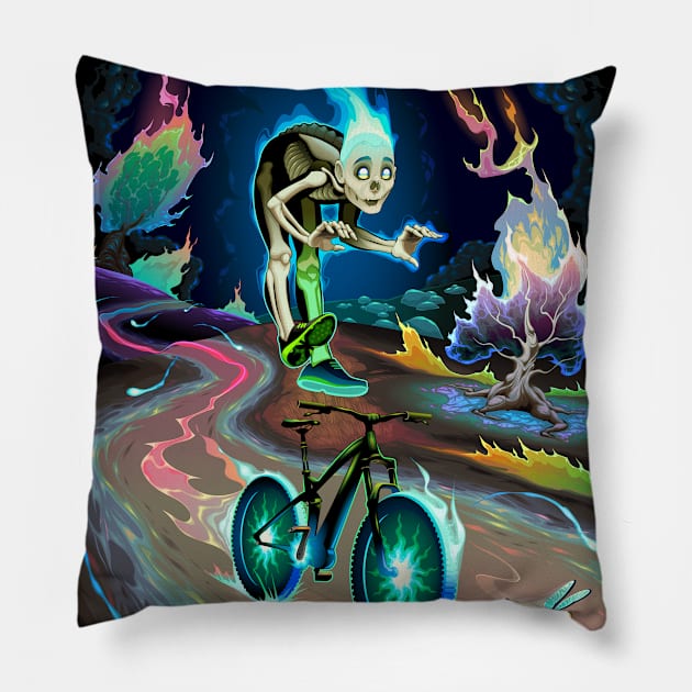 Ghost Bike Pillow by ddraw