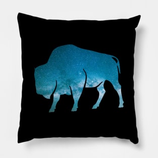 Mystical Galaxy Buffalo Night Sky Bison Native Pillow