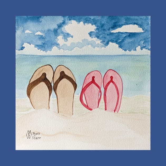 Flip flops off at the beach by Matt Starr Fine Art