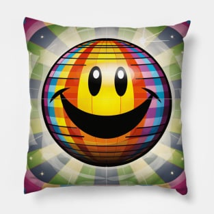 Stripey Retro Happy Face Pillow