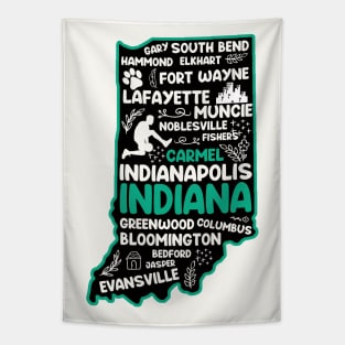 Carmel Indiana cute map Indianapolis, Fort Wayne, Evansville, Carmel, South Bend, Fishers Tapestry