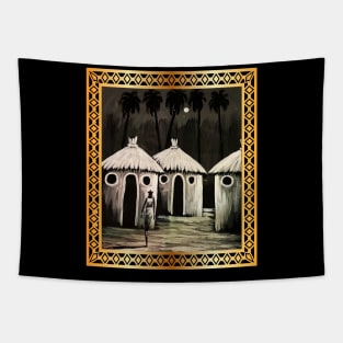 Mud Hut, African Artwork Tapestry